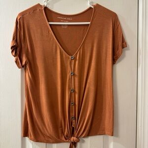 💜 2/$15 American Eagle Soft And Sexy short sleeves Brown shirt